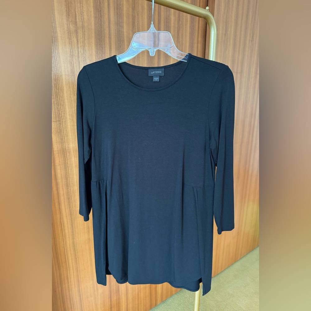 Silky black rayon tunic length J Jill t shirt.